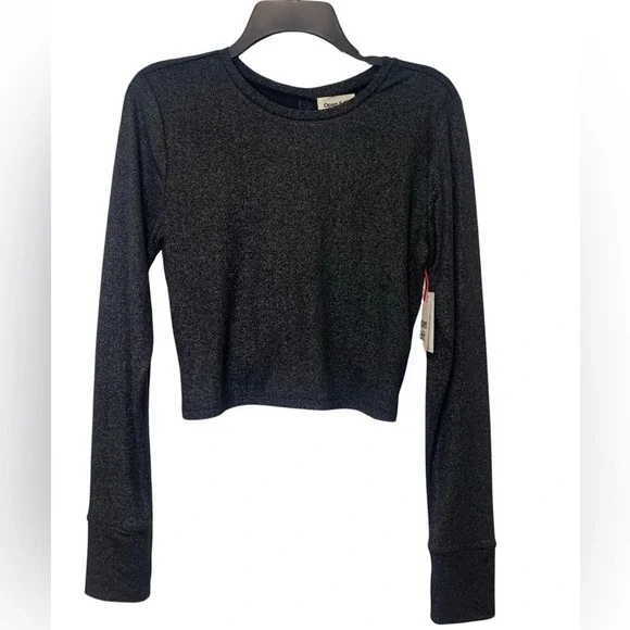 Nordstrom Open Edit Long Sleeve Cropped Knit Top Size Medium Open Back Holiday - Picture 1 of 9